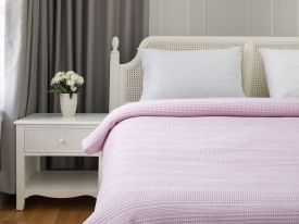 Plain Piqué-Summer Blanket Double Size 200x220Cm Light Pink
