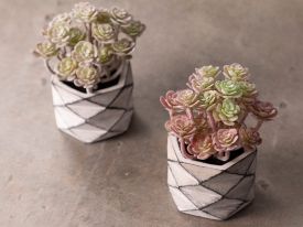Succulent Ball Artificial Flower with Vase 11.4x11.4x42.2 Cm Pink