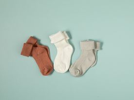 Colorful Baby Socks 6-12 Age Dusty Rose-Ecru-Grey