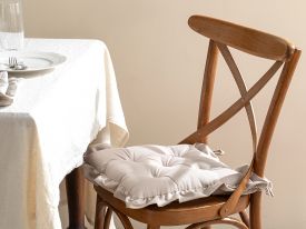Flounce Cotton Polyester Armchair Cushion 45x45 cm Beige