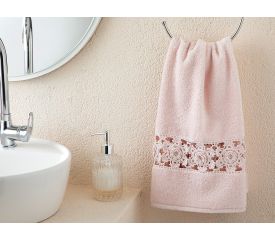 Crochet Rose Face Towel 50x80 Cm Powder Pink