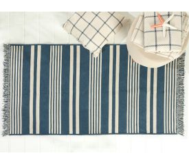 Modern Stripe Cottony Rug 80x150 Cm Indigo