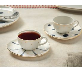 Navy Line Porcelain 2 Set Coffee Cup Set 90 ML Blue-White