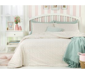 Little Cherry Cotton Duvet Cover Set Double Size 200x220 Cm Light Green
