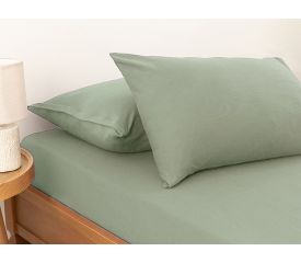 Plain Combed Cotton King Size Fitted Sheet Set 180X200 Cm Dark Green