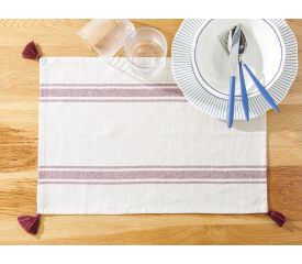 Nola Cotton Polyester 4 Set Kitchen Placemat 30x45 Cm Cream-claret Red