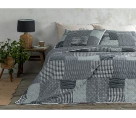 Unique Patch Multipurpose For One Person Bed Quilt Set 160x220 Cm Gray