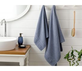 Thin Stripe Corded Bath Towel Set 2 Piece 50x85 Cm - 70x140 Cm Indigo