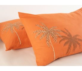 Glitter Palm Cotton 2 Set Pillowcase 50x70 Cm Burnt Orange
