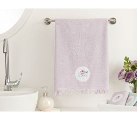 Big Rose Embroidered Face Towel 50x76 Cm Lilac
