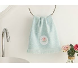 Big Rose Embroidered Hand Towel 30x40 Cm Seledon