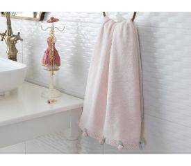 Mini Rose Crocheted Face Towel 50x80 Cm Powder Pink