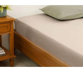 Plain Cotton Fitted Bed Sheet Single Size 100x200 Cm Coffee Foam