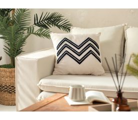 Elita Punch Embroided Cover Throw Pillows 45x45 Cm Natural