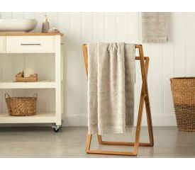 Adorn Cottony Fringed Bath Towel 70x140 Cm Beige