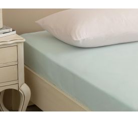 Plain Cotton Fitted Bed Sheet King Size 180x200 Cm Light Celadon