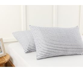 Modern Stripe Kombin Cotton 2 Set Pillowcase 50x70 Cm Dark Blue