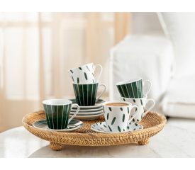 Planet Porcelain 12 Pieces Coffee Cup Set 80 ML Green