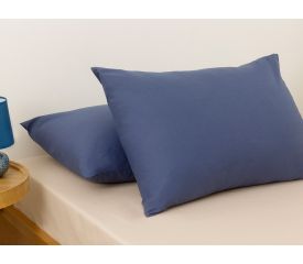 Plain Cotton Pillowcase 2 Piece 50x70 Cm Night Blue