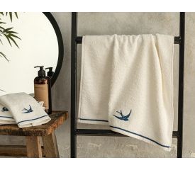 Mouette Cottony Embroidered Face Towel 50x70 Cm White