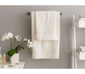 Romantic Stripe Flush Bath Towel Set 50x85 Cm - 70x150 Cm Ecru