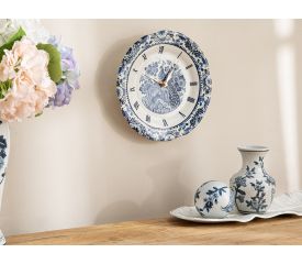 Peacock Porcelain Wall Clock 27 Cm Blue-White