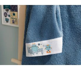 Happy Robots Baby Bath Towel 30x40 Cm Blue