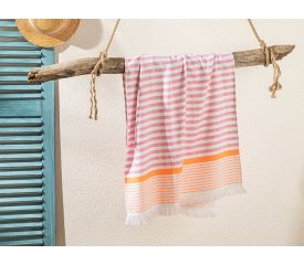 Striped Beach Towel 70x140 Cm Pink - orange