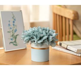Hortensia Artificial Flower in Vase 13x13x13 Cm Light Blue