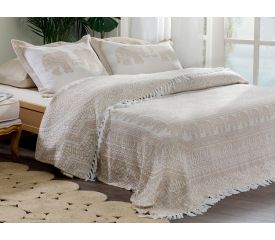 Jacquard Weave Double Person Bed Quilt Set 240x260 Cm Kahve