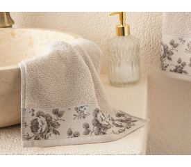 Rose Belle Bordered Hand Towel 30x40 Cm Light Beige
