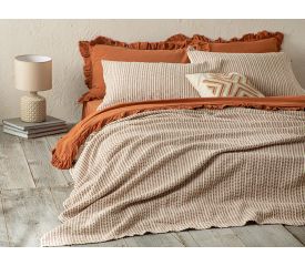 Azure Waffle Jacquard For One Person Bed Quilt Set 160X240 Cm Terracotta