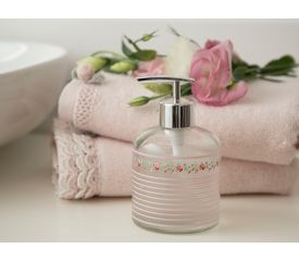 Allure Rosa Glass Bathroom Liquid Soap Dispenser 8x14 Cm Silver