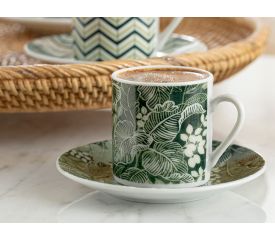 Yelena Porcelain 12 Pieces Coffee Cup Set 80 ML Green