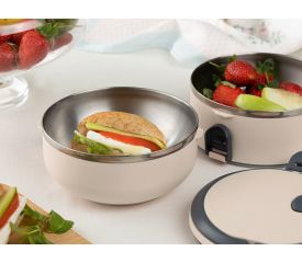 Basic Stainless Steel Leakproof Lunch Box 2 Piece 1.5 Lt Beige