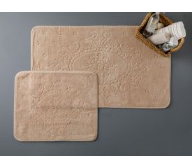 Alysa Cotton Bath Mat Set 60x100 - 50x60 Cm Beige