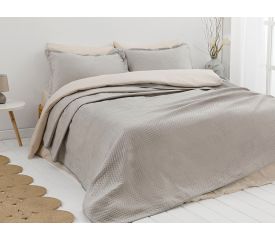 Soft Velvet Double Person Bed Quilt Set 240x260 Cm Gray