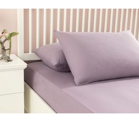 Plain Cotton King Size Fitted Sheet Set 180x200 Cm Lilac