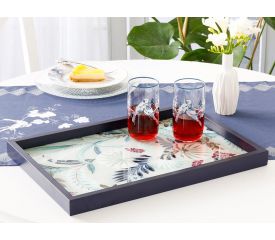 Pureness Decorative Glass Tray 31x46 Cm Navy Blue