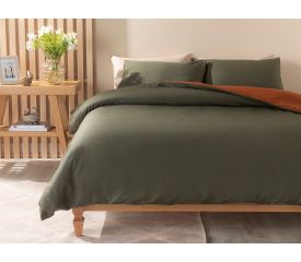 Plain Cotton For One Person Duvet Cover Set 160x220 Cm Green-orange