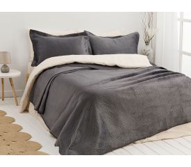 Soft Velvet Multipurpose Bedspread Set Double Size 240x260 Cm Anthracite
