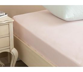 Plain Cotton Fitted Bed Sheet Super King 160x200 Cm Light Pink