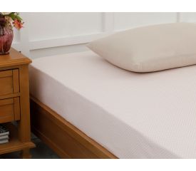 Petit Felurs Cotton Fitted Bed Sheet Single Size 100x200 Cm Powder