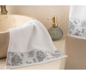 Rose Belle Bordered Hand Towel 30x40 Cm White