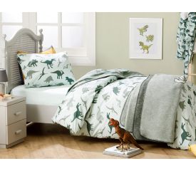 Bumbac Cotton Bed Set For Kids 160x220 Cm Gray-Green