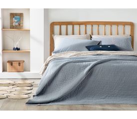 Ancient Stripe Double Person Bed Quilt Set 240X260 Cm Blue