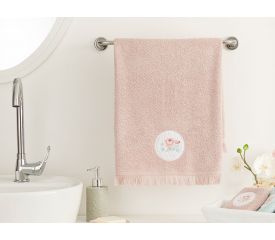 Big Rose Embroidered Face Towel 50x76 Cm Nude