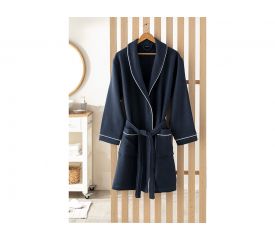 Thin Single Face Pike Shawl Collar Bathrobe L-Xl Dark Blue