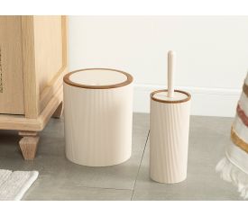 Evelyn 2 Set Bathroom Set 19x21.5 Cm+10x10x37 Cm Beige