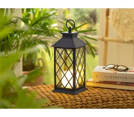 Audrey With Led Lantern 14x14x30 Cm Dark Blue